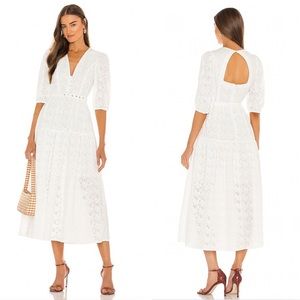 🤍NWOT Nicholas Celie white belted broderie anglaise cotton maxi dress, size 4